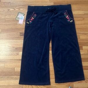 Juicy Couture navy blue capri terry cloth pants size xl